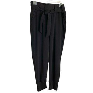 Rewash Womens Black Knit Harem Pants with Self Tie and Ribbed Hem Size L